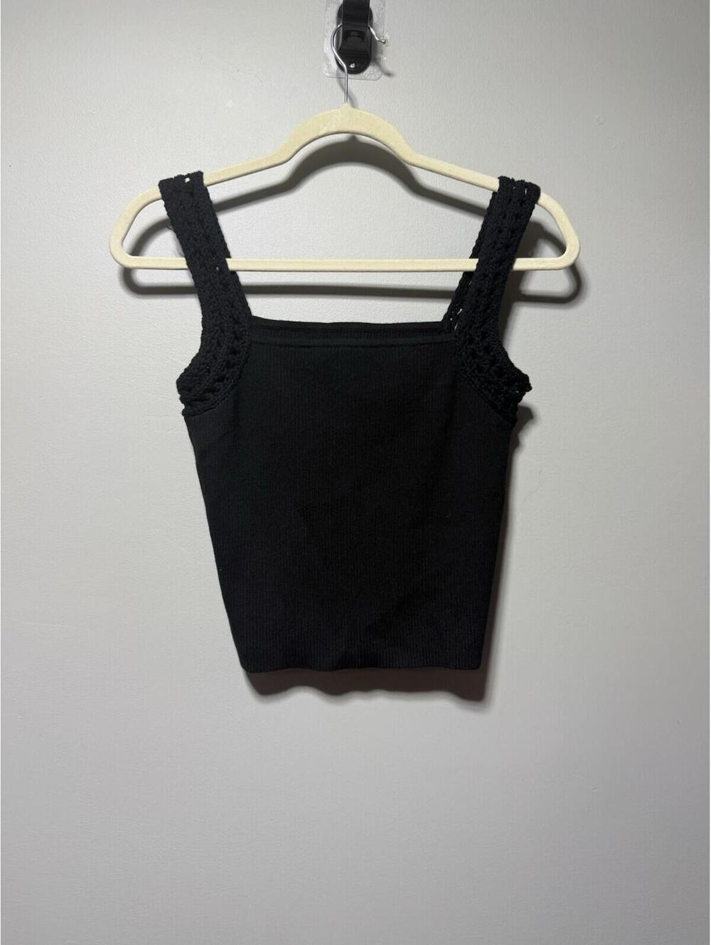 Aerie Crochet Cropped Tank Black S NWT Boho Minimalist